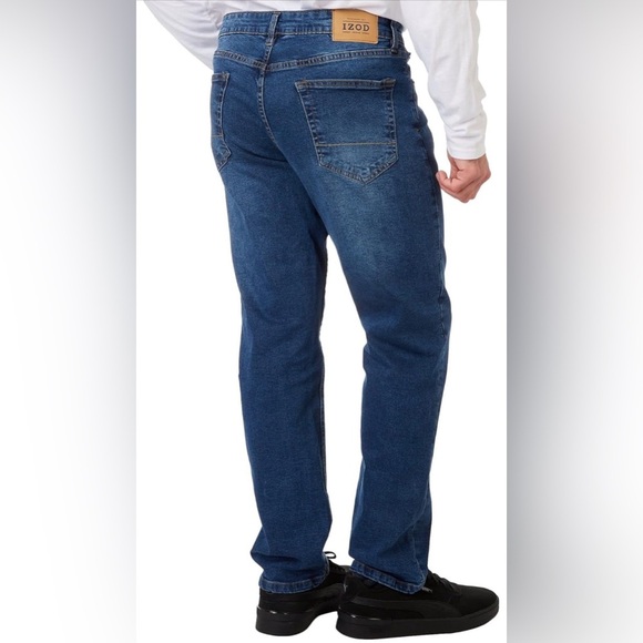 IZOD Mens Straight Fit Denim Jeans 34W x 30L Denim NWT - Picture 2 of 2